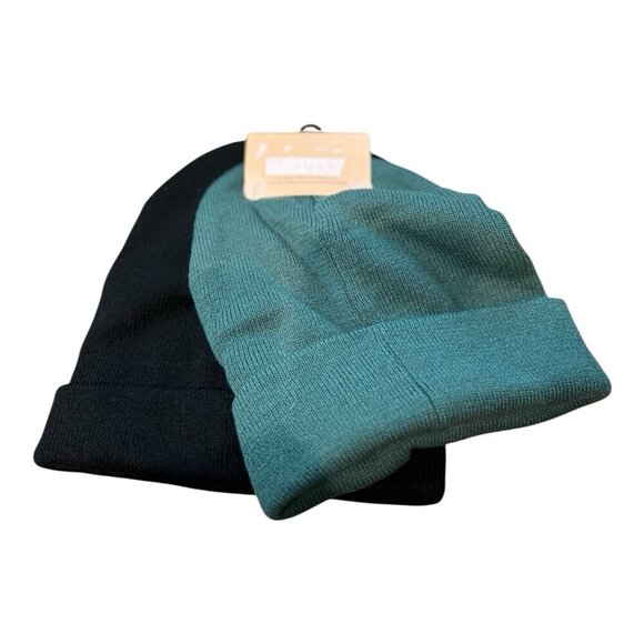 Levi’s 2 Pack Beanie Set Black/Green Hat Winter Ski New With Tags - Picture 5 of 5